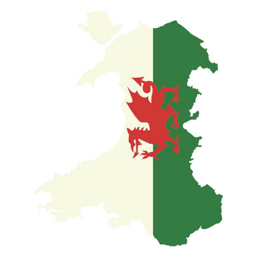 Diseño de mapa galés estilizado con emblema de dragón. Diseño PNG