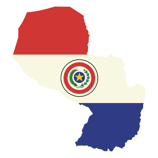 Diseño elegante del mapa con la bandera de Paraguay Diseño PNG
