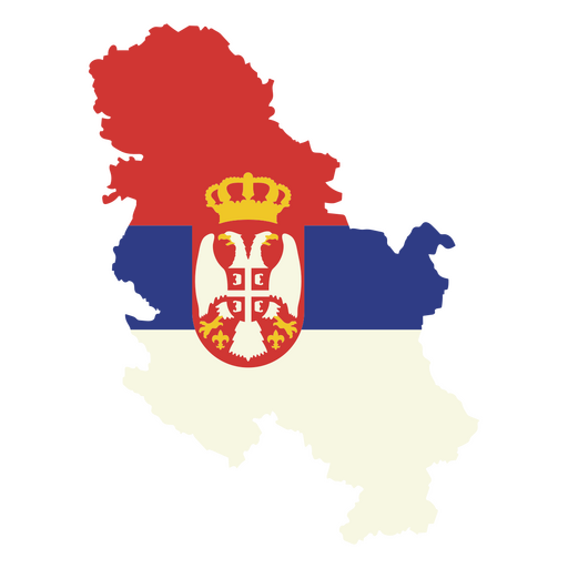 Mapa con la bandera de serbia. Diseño PNG