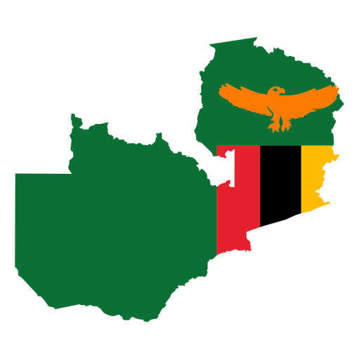 Mapa de Zimbabwe con un ?guila y una bandera. Diseño PNG