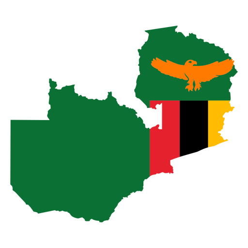 Mapa de Zimbabwe con un águila y una bandera. Diseño PNG