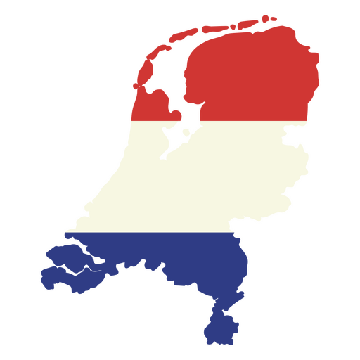 Map of the netherlands with the flag of the netherlands PNG Design