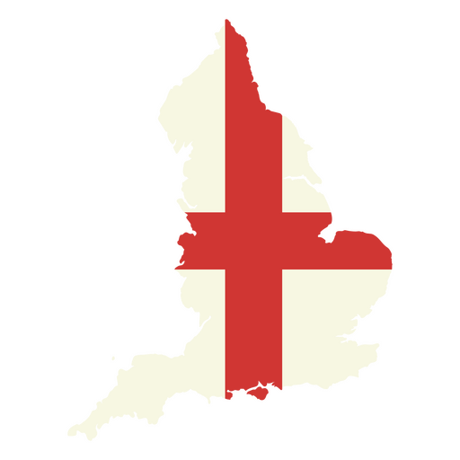 La bandera de Inglaterra en su mapa. Diseño PNG