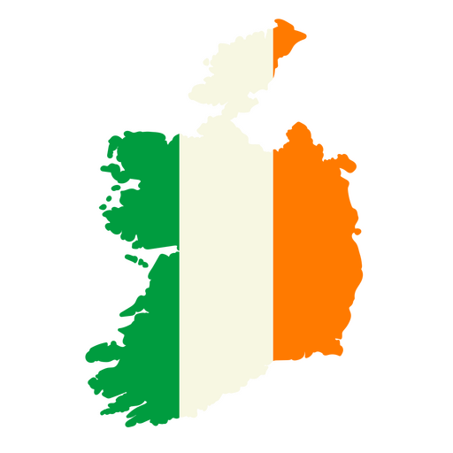 Mapa da Irlanda com a bandeira da Irlanda Desenho PNG