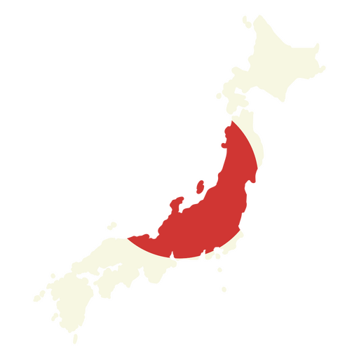Map of japan with a red flag PNG Design