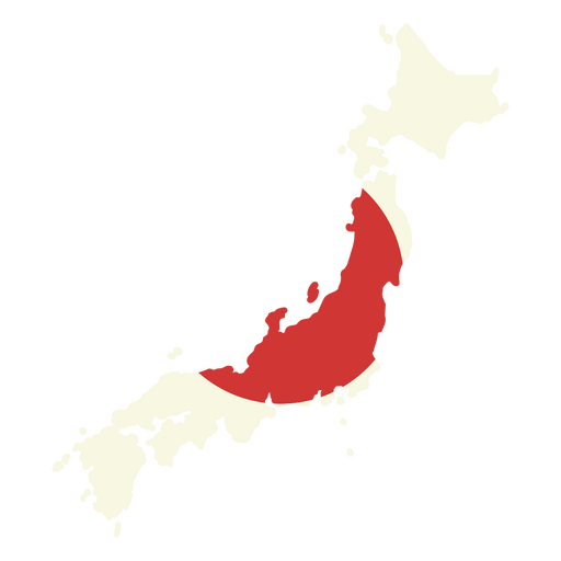 Mapa de japón con una bandera roja. Diseño PNG