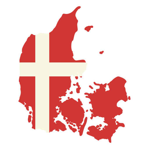 Mapa da Dinamarca com a bandeira da Dinamarca Desenho PNG