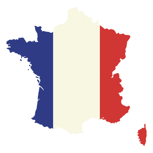 Karte von Frankreich mit der Flagge darauf PNG-Design