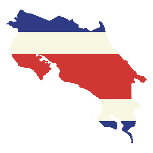 The map of costa rica with the flag PNG Design