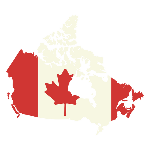 Mapa do Canad? com a bandeira canadense Desenho PNG