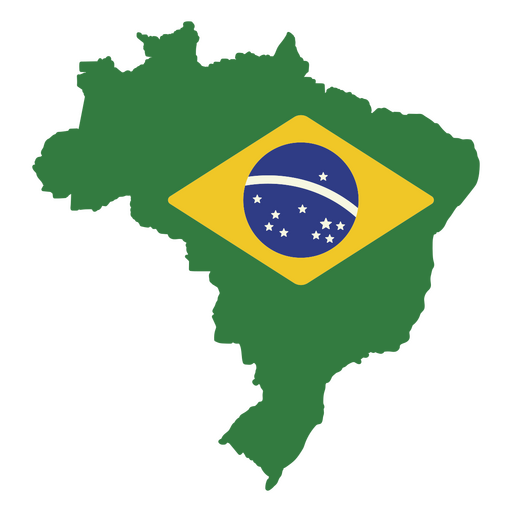 El mapa de brasil con la bandera. Diseño PNG