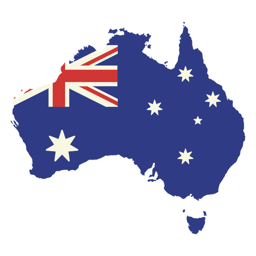 Karte von Australien mit der australischen Flagge darauf PNG-Design