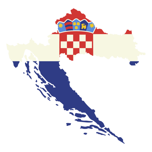 Karte von Kroatien mit der Flagge Kroatiens PNG-Design