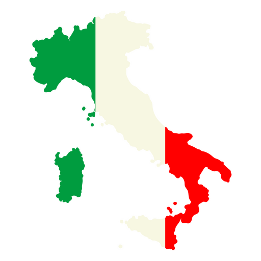La bandera de Italia en su mapa. Diseño PNG