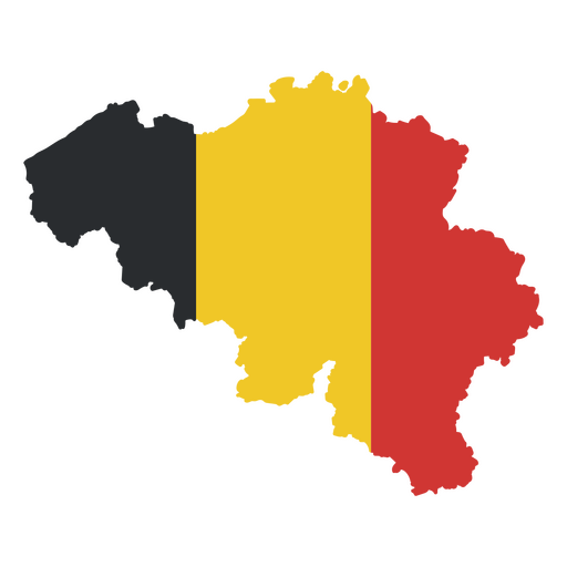 La bandera de Bélgica en su mapa. Diseño PNG