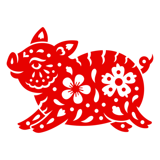 Design lúdico de porco vermelho para celebrações festivas Desenho PNG