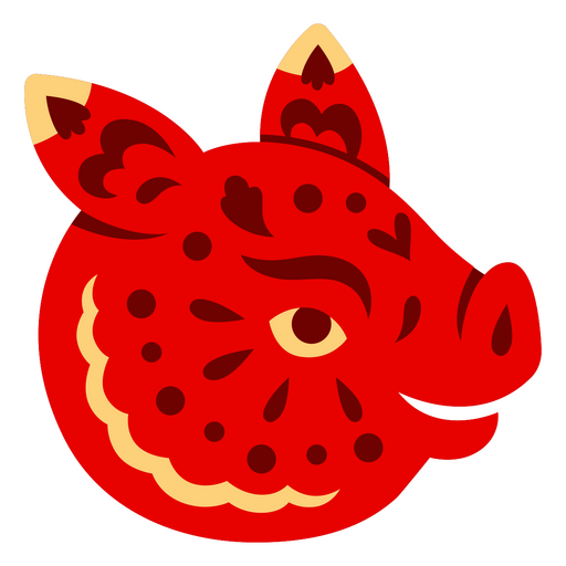 Ilustración de cerdo rojo vibrante para diseños festivos Diseño PNG