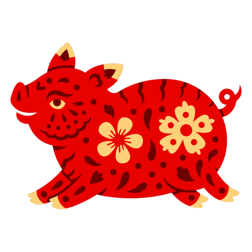 Festliche rote Schweinillustration zum Neujahrsfest PNG-Design