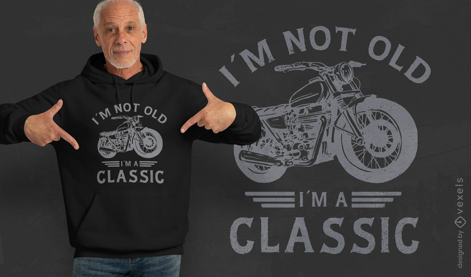 N?o sou velho, sou um design cl?ssico de camiseta de motocicleta