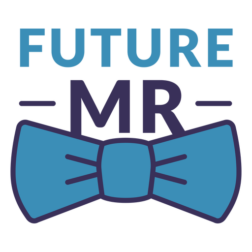 Logotipo do futuro senhor com uma gravata borboleta azul Desenho PNG