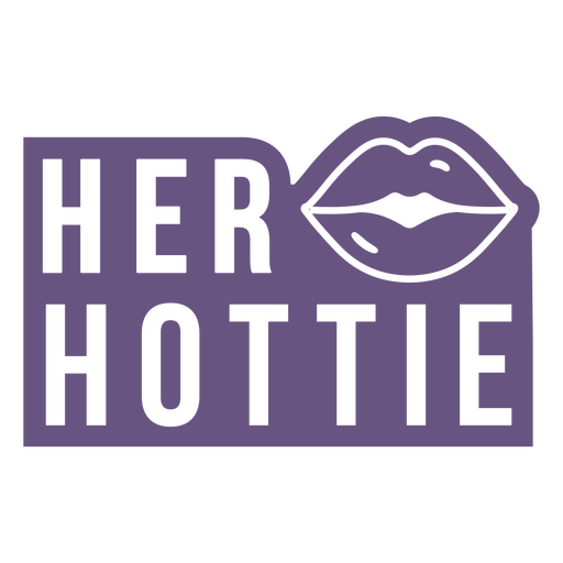 Her hottie kiss purple badge PNG Design