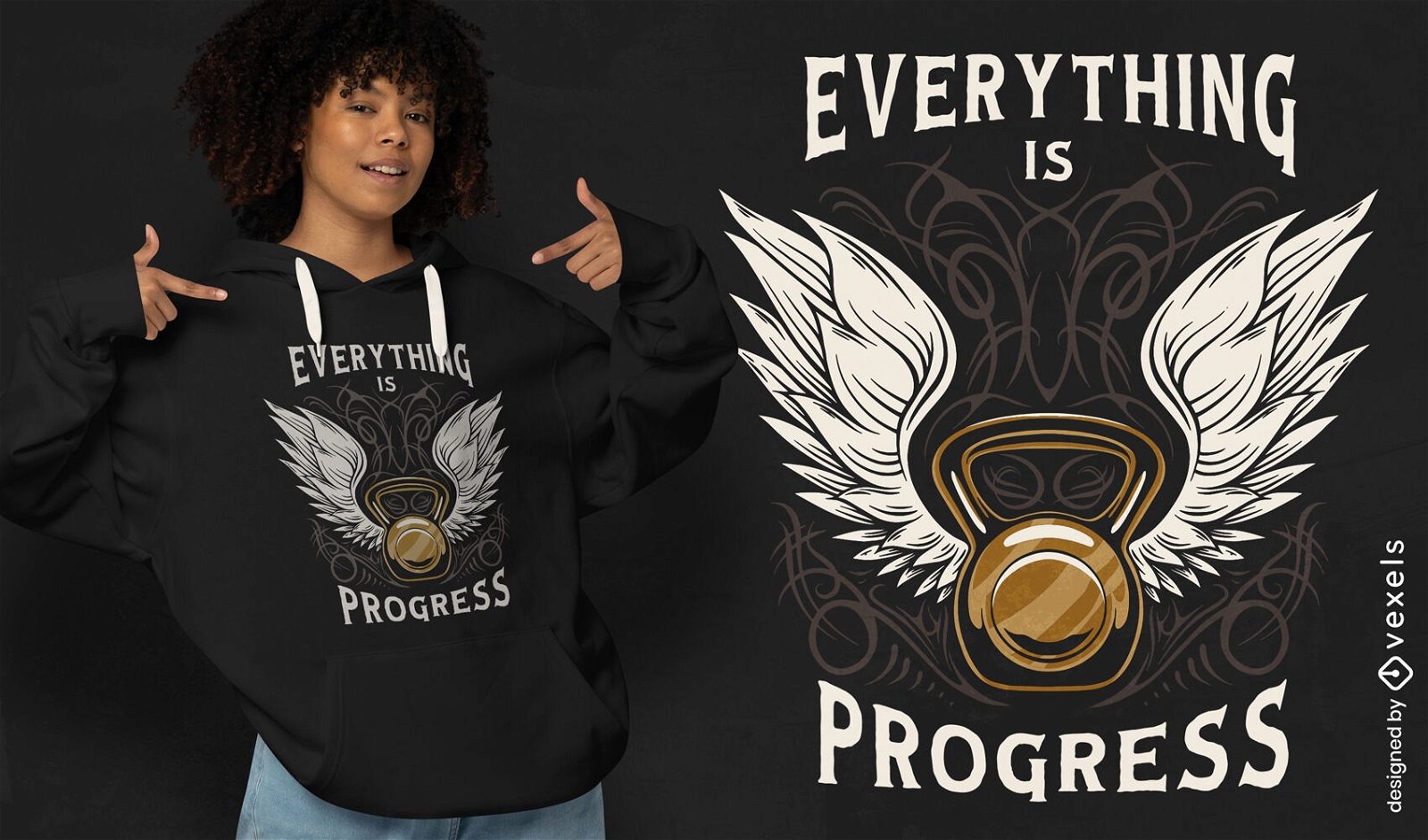 Design de camiseta de citação de progresso de academia