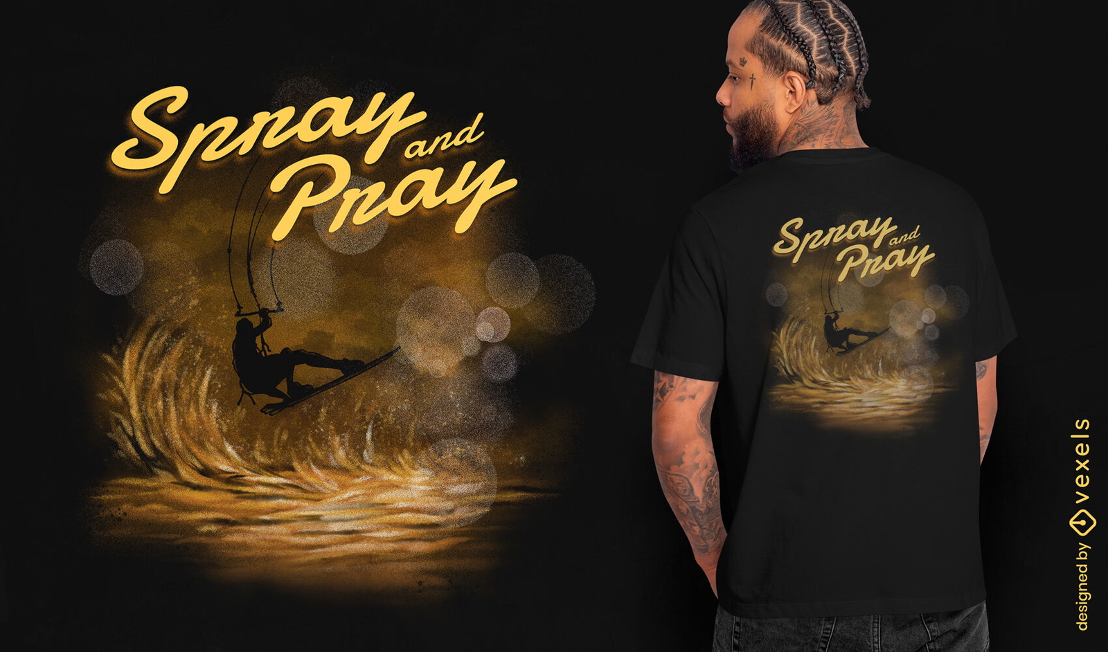 Diseño de camiseta de kitesurf.