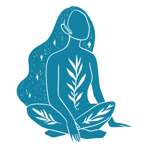 Woman with long hair sitting in a lotus position PNG Design