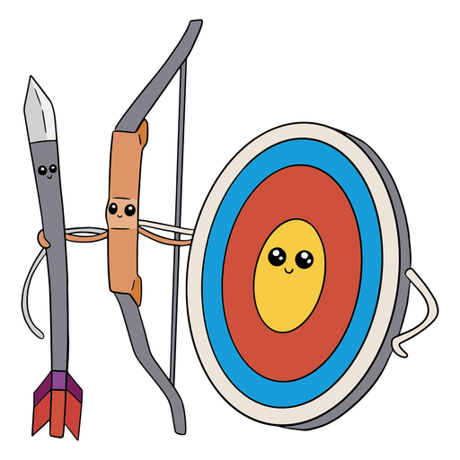 Personaje de dibujos animados con arco y flecha. Diseño PNG