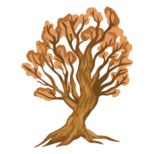 Árbol con hojas marrones. Diseño PNG