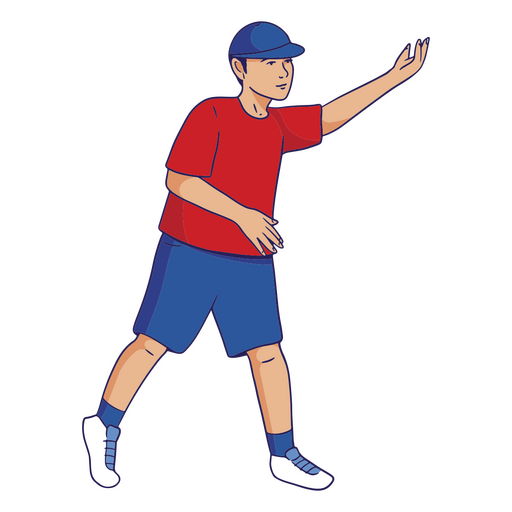 Caricatura de un hombre lanzando un frisbee Diseño PNG