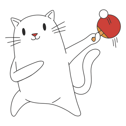 White Cat Is Playing Ping Pong With A Red Ball PNG SVG Design For T Shirts