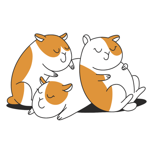 Three guinea pigs laying on top of each other PNG Design