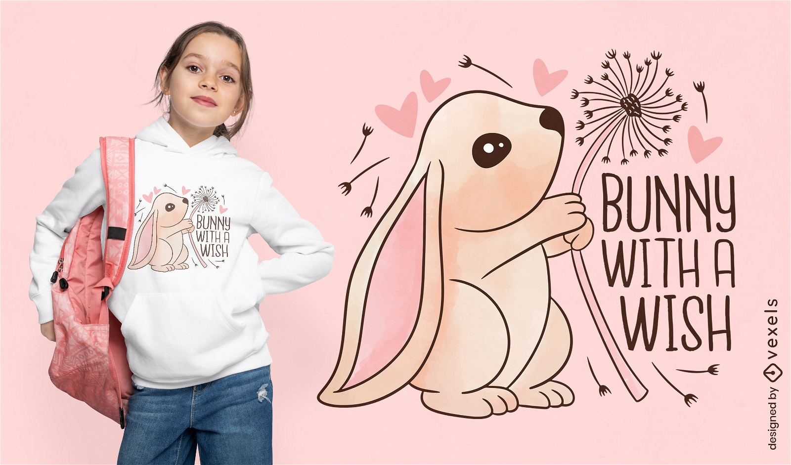 Bunny making a wish t-shirt design