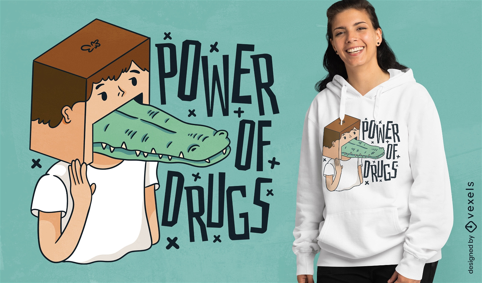 Design de camiseta poder das drogas