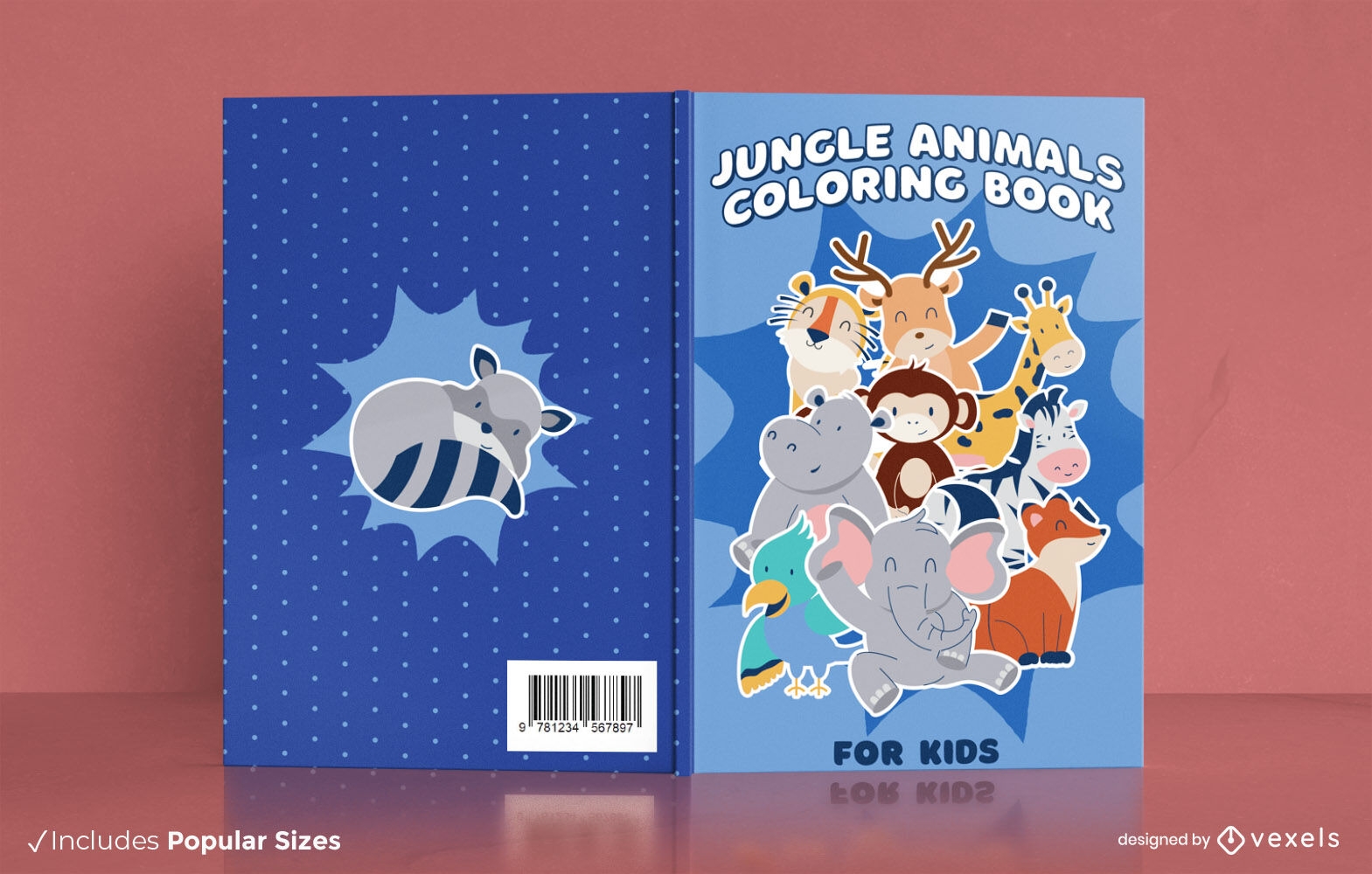 Diseño de portada de animales bebés en el libro de la selva.
