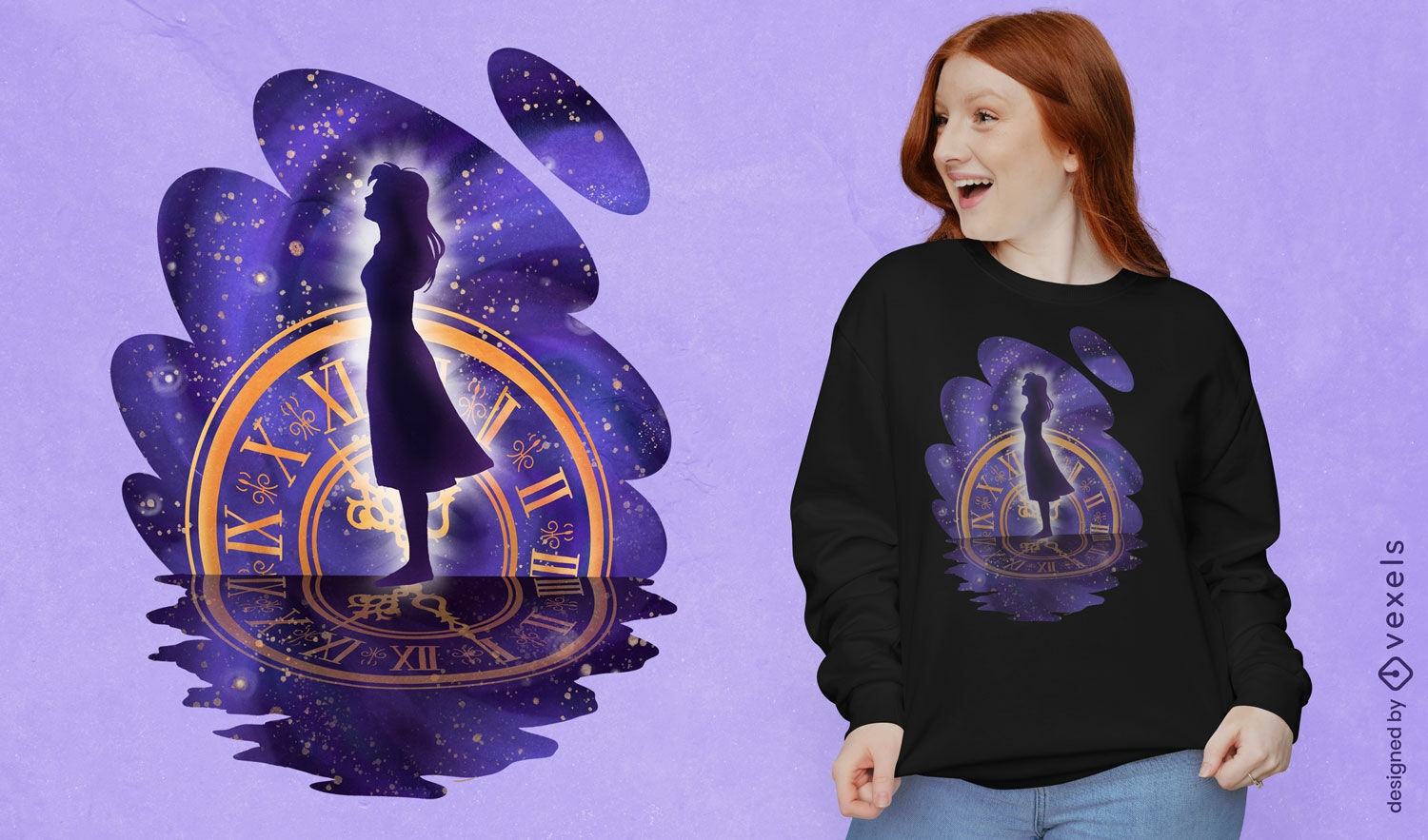 Girl standing in space t-shirt design