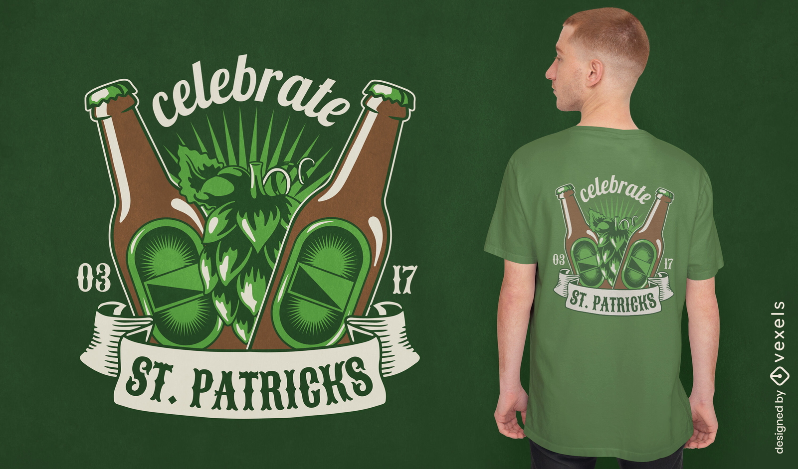 Design de camiseta de garrafas de cerveja do dia de São Patrício