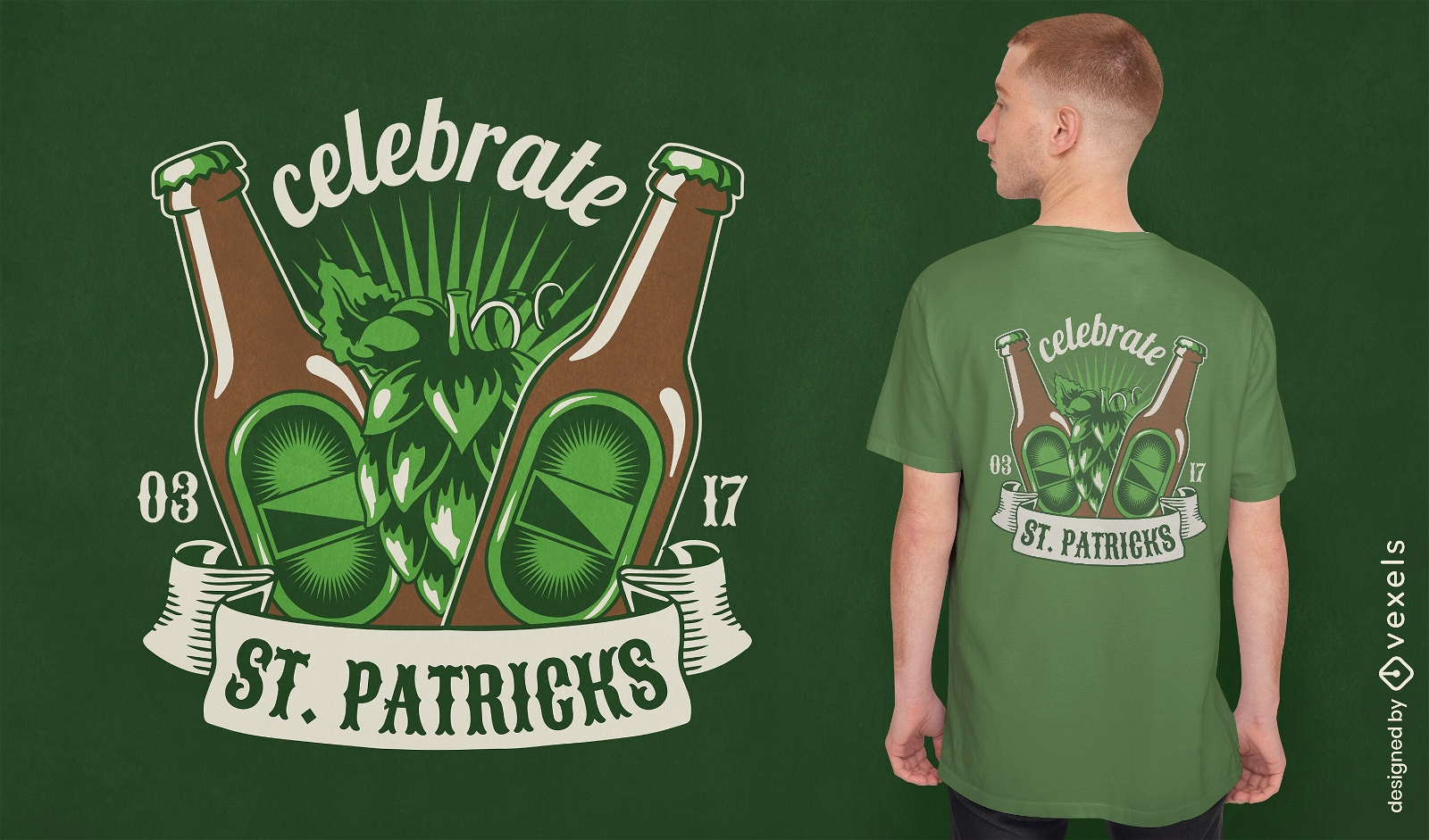 Diseño de camiseta de botellas de cerveza del día de San Patricio