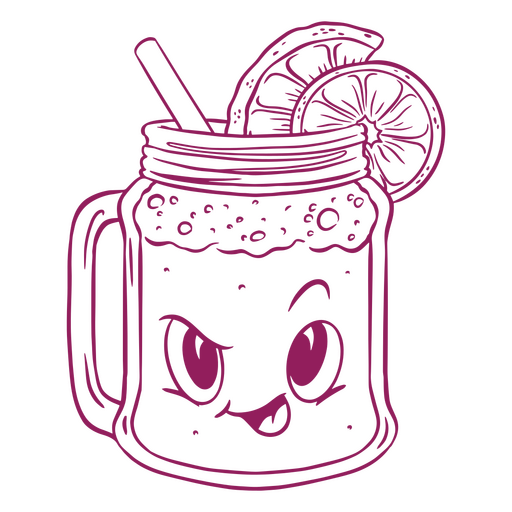 Pink mug with a lemon in it PNG Design