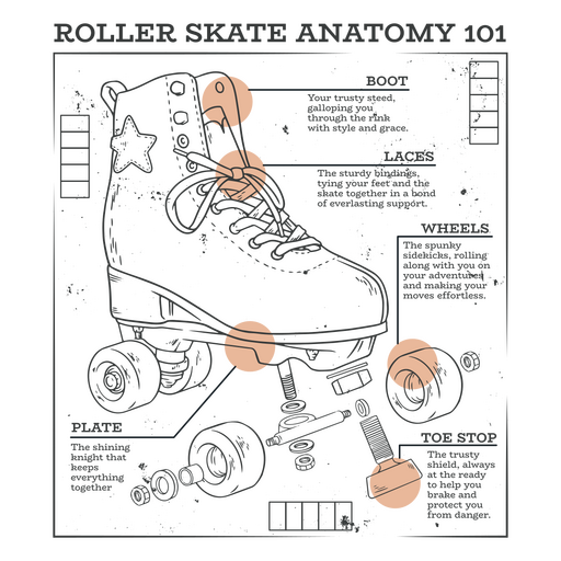 Roller skate anatomy 101 PNG Design