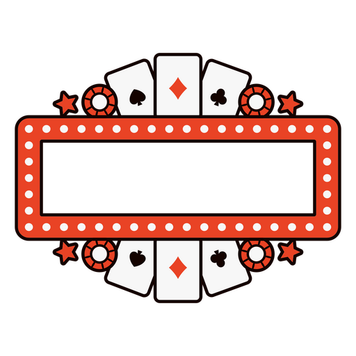 Signo de casino con naipes y estrellas. Diseño PNG