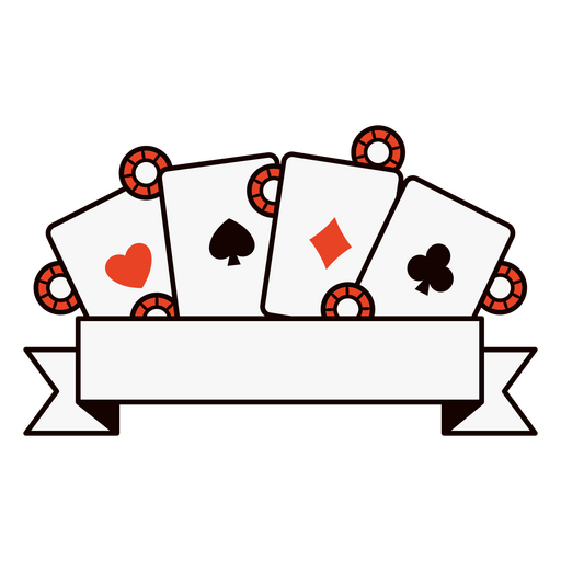 Banner com cartas de pôquer e fichas Desenho PNG