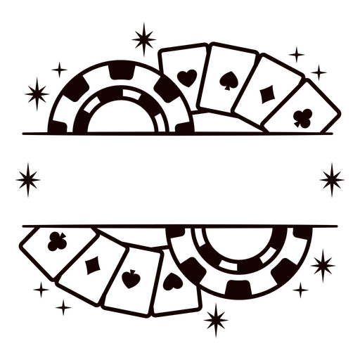 Grafikdesign im Casino-Stil mit Spielkarten und Chips PNG-Design