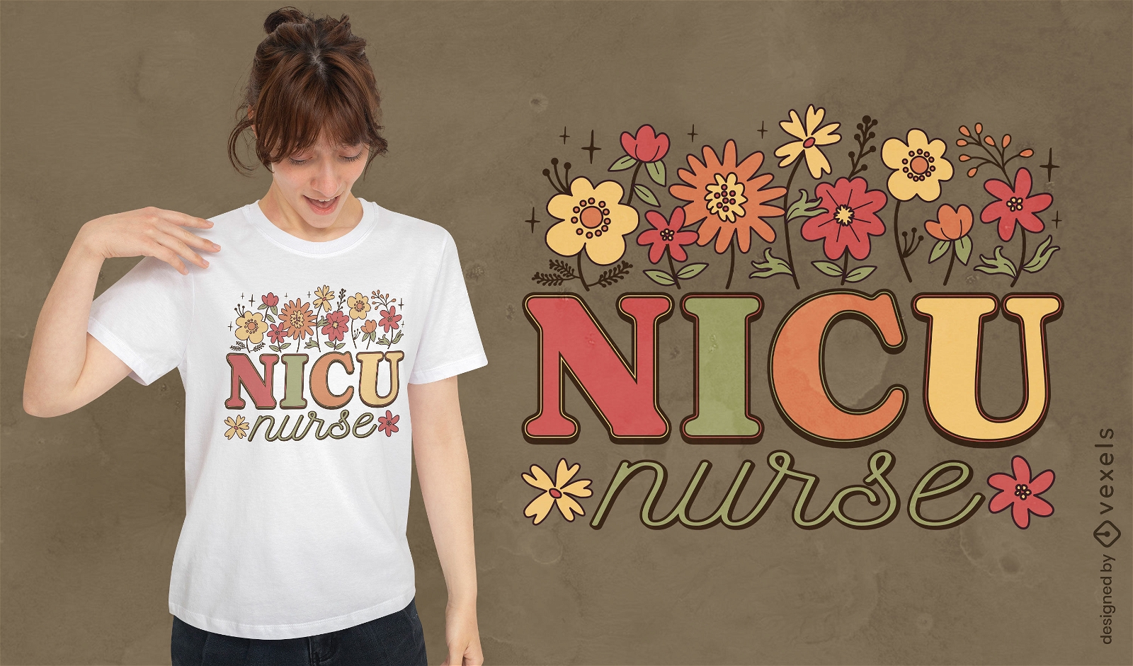 Dise?o de camiseta floral de enfermera de NICU