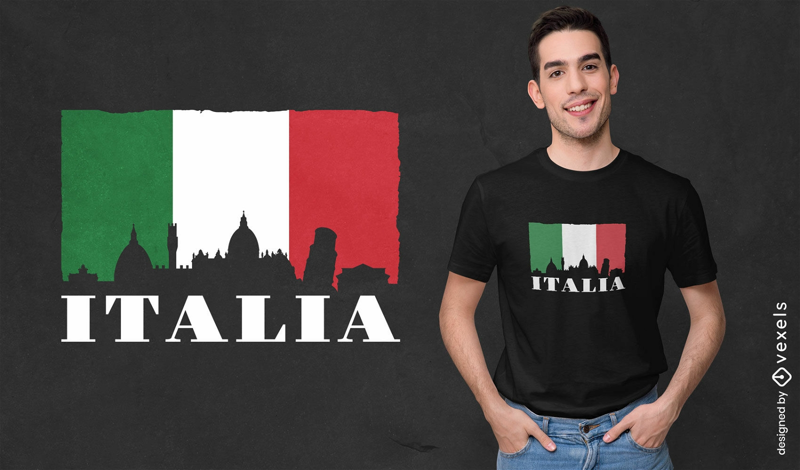 Design de camiseta do horizonte da Itália