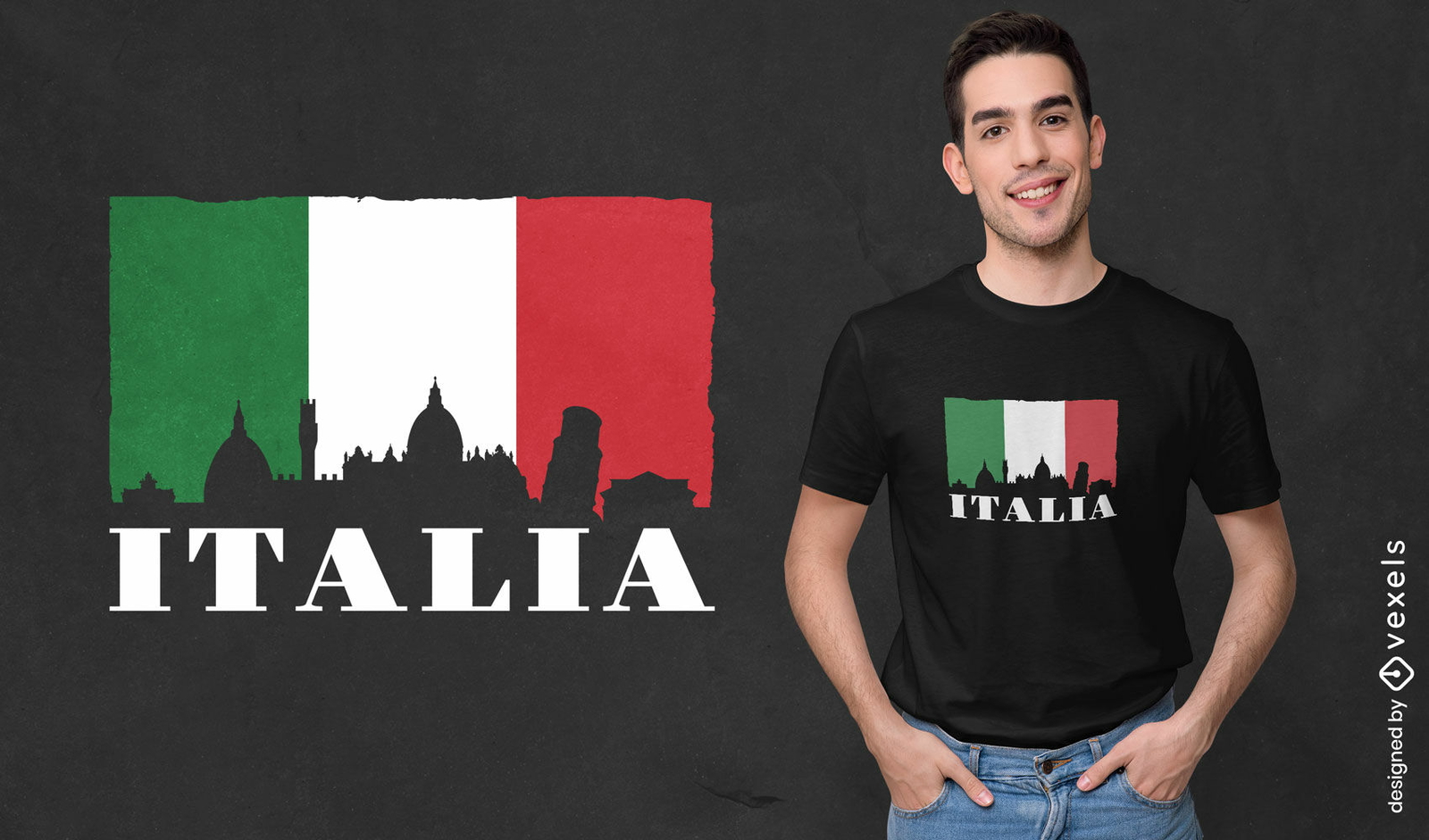 Diseño de camiseta de horizonte de Italia