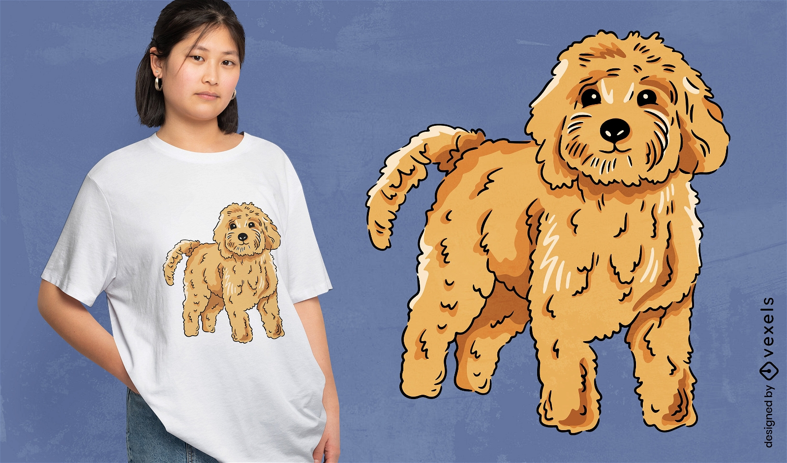 Diseño de camiseta de perro cockapoo esponjoso