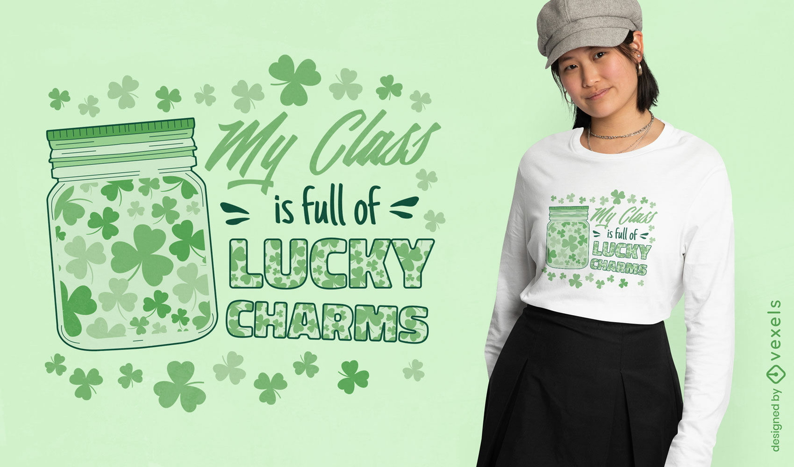 Glücksbringer-Shamrock-Glas-T-Shirt-Design