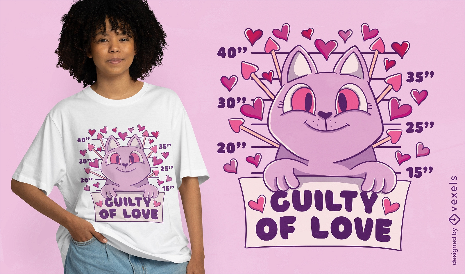 Diseño de camiseta de amor de gato de alineación de policía